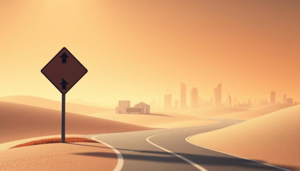 A minimalist yet stylized landscape depicting the fundamental elements of exit strategies. In the foreground, a bold, geometric road sign symbolizing a crossroads, hinting at key decision points. The middle ground features simplified buildings and structures representing the various components of an exit strategy. In the background, a softly blurred cityscape, suggesting the broader context and potential outcomes. The scene is illuminated by warm, directional lighting, creating a sense of focus and intentionality. The overall aesthetic is clean, modern, and conceptual, reflecting the analytical nature of the subject matter.