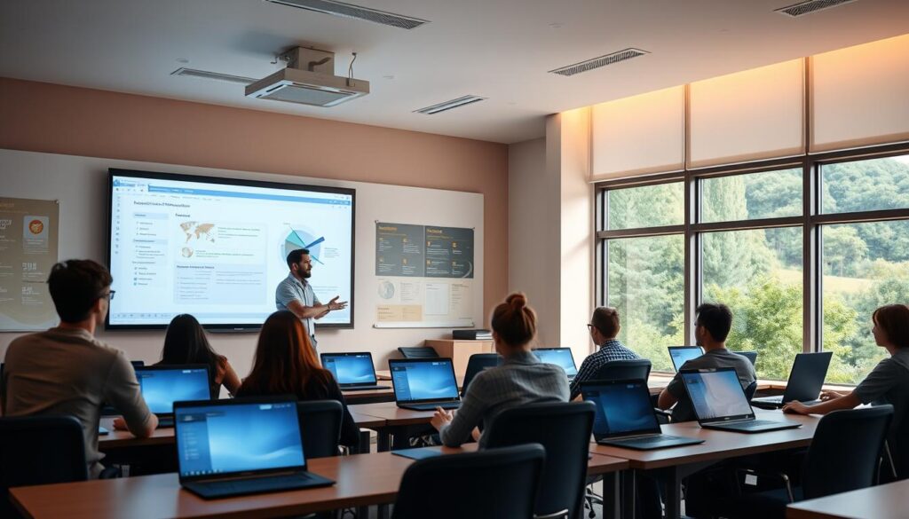 Lehrer und Schüler im digitalen Klassenzimmer