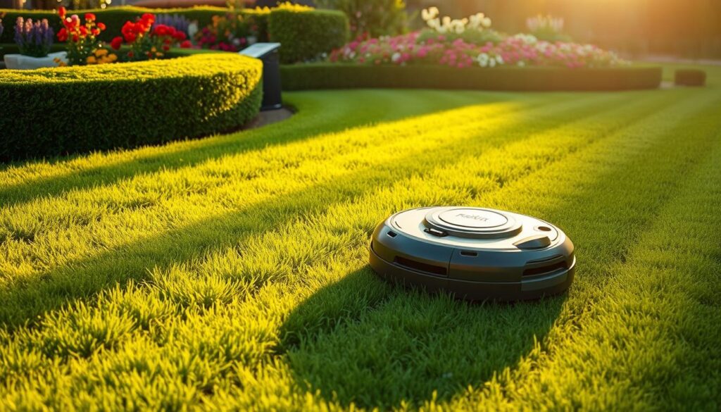 Roboter-Rasenmäher im Garten