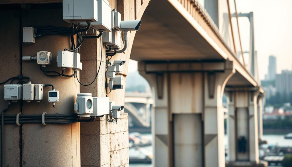 Sensornetzwerk an Brückenpfeilern Sensornetzwerk an Brückenpfeilern