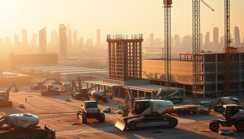 Autonome Baumaschinen auf Baustelle Autonome Baumaschinen auf Baustelle