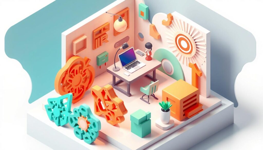 3D-Illustration und isometrische Darstellung mit Ideogram