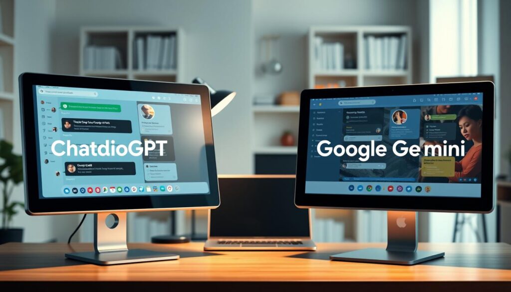 Benutzeroberfläche ChatGPT und Google Gemini Vergleich