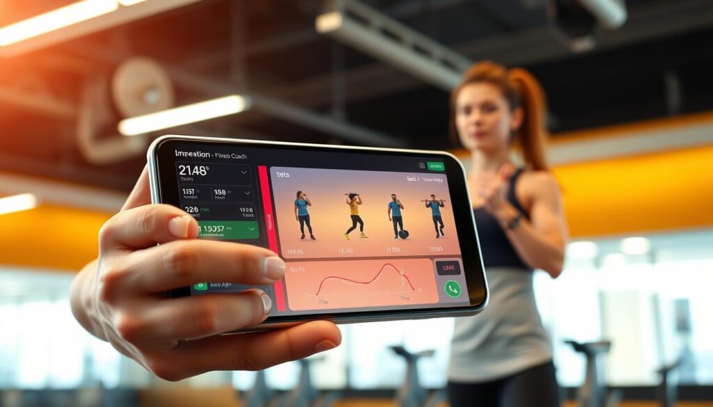 Digitaler Trainer Fitnesstraining Sätze Wiederholungen Gewichte