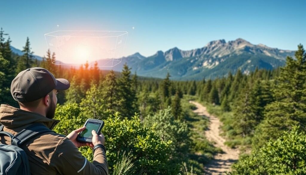 GPS-Technologie kombiniert mit künstlicher Intelligenz für Wildnis-Navigation GPS-Technologie kombiniert mit künstlicher Intelligenz für Wildnis-Navigation