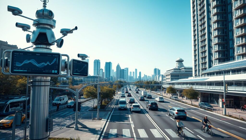 Intelligente Verkehrsinfrastruktur mit Sensoren und KI-gestützter Datenanalyse