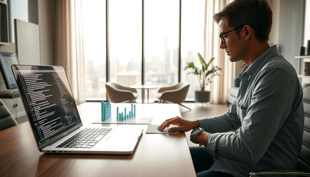 KI Arbeitsanalyse mit Text, Programmcode und Datenvisualisierung