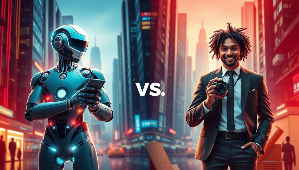 KI-Influencer versus menschliche Creator Vergleich