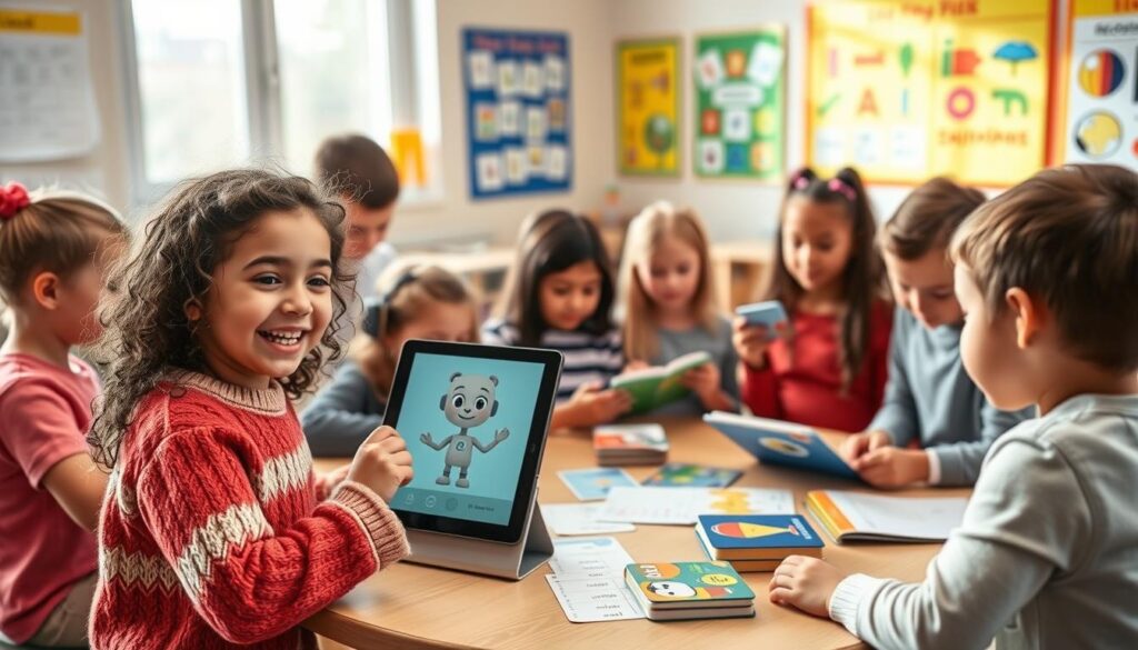 KI Sprachassistent Kinder beim interaktiven Lernen