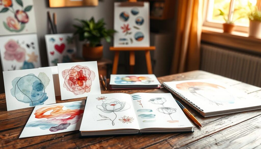 KI-generierte Designs mit Wasserfarben und Aquarell Technik