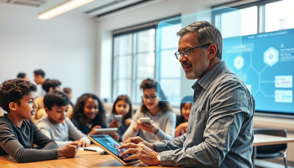 KI-gestützte Lehre im Klassenzimmer mit interaktiven Lernmaterialien