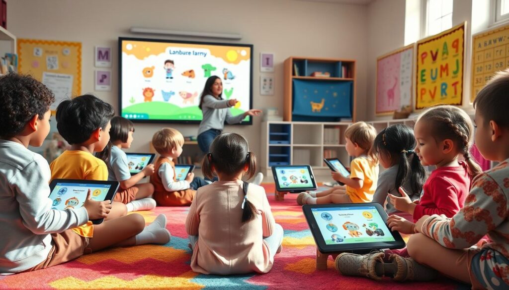 KI-gestützte Sprachspiele für Kinder beim Sprachenlernen