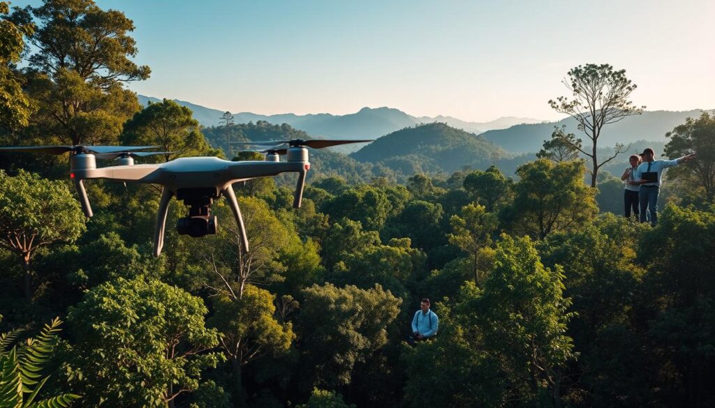 KI-gestützte Waldüberwachung Technologie mit Drohnenbildern