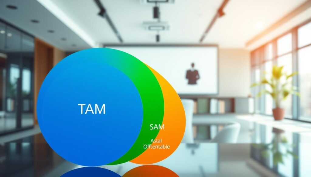 Market Size Visualisierung mit verschachtelten Kreisen für TAM SAM SOM