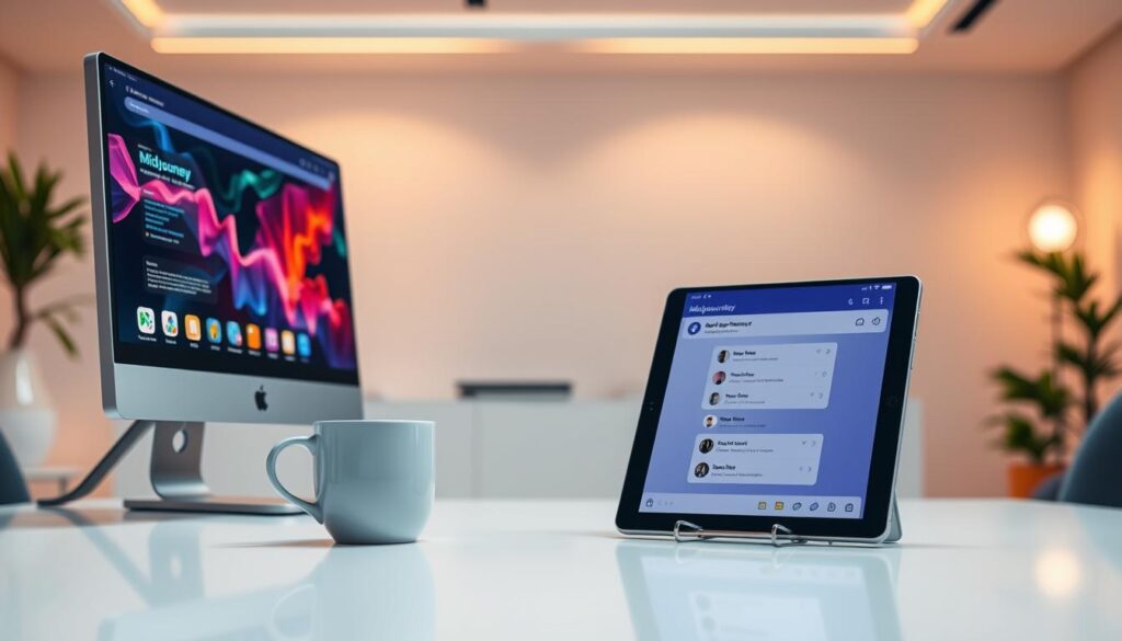 Midjourney V8 Web-Interface und Discord Bot Benutzeroberfläche