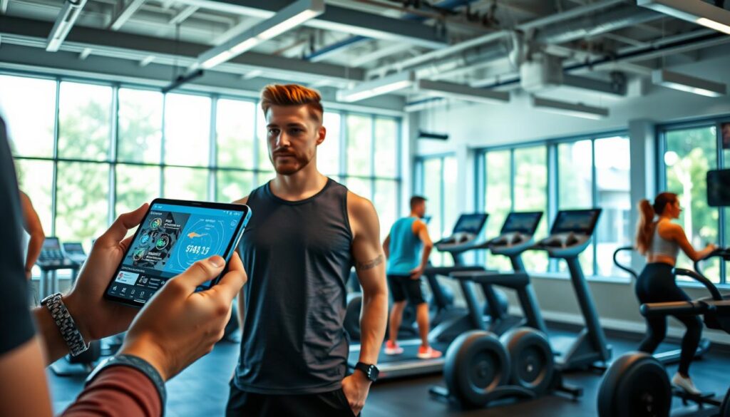 Optimierte Trainingsroutine mit KI-Unterstützung im Fitnessstudio