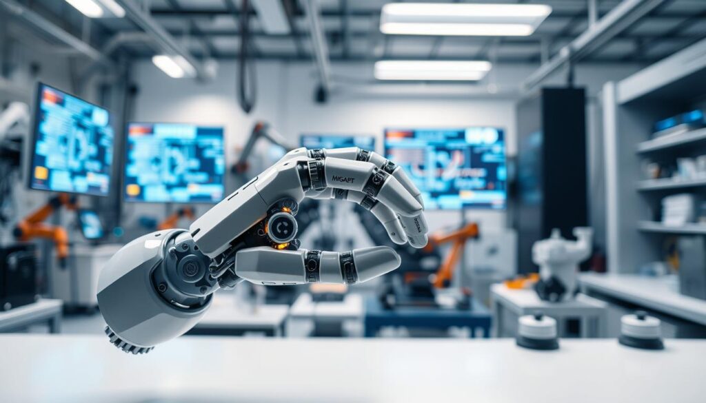 Roboterhand mit 28 Freiheitsgraden und KI-Steuerung bei der Arbeit