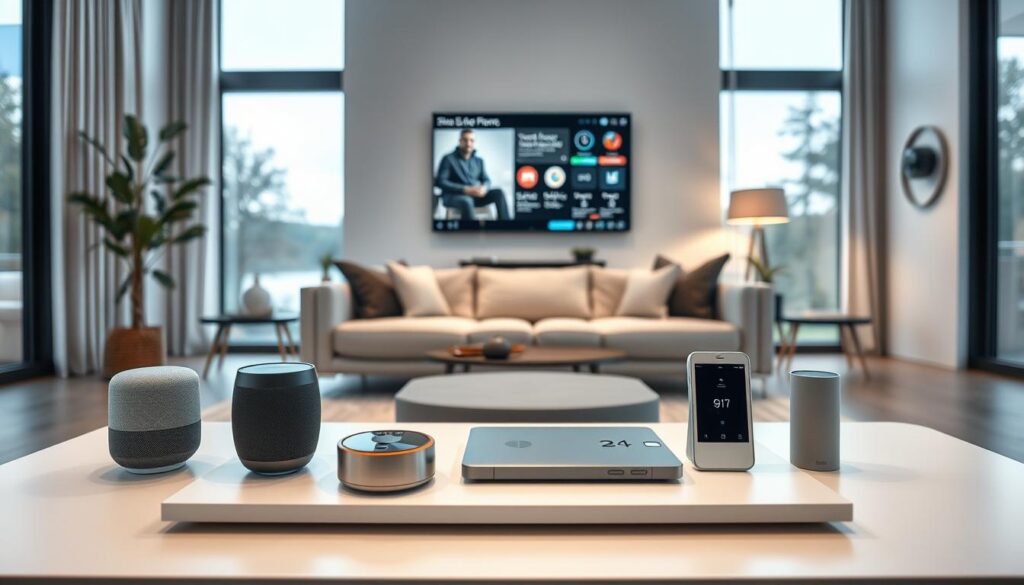 Smart Home KI Systeme in modernem Wohnzimmer