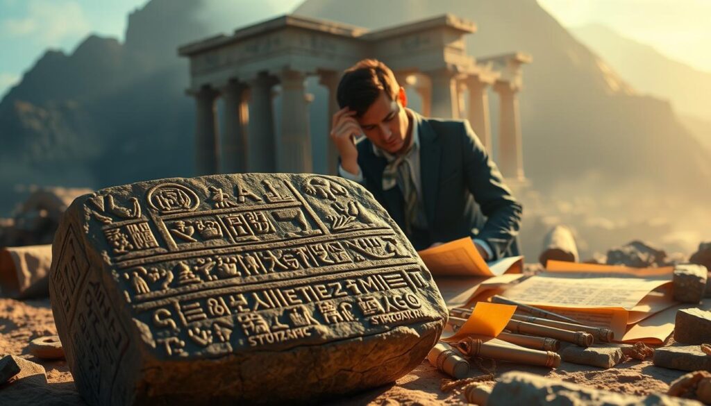 Stein von Rosette Hieroglyphen KI Entzifferung Stein von Rosette Hieroglyphen KI Entzifferung
