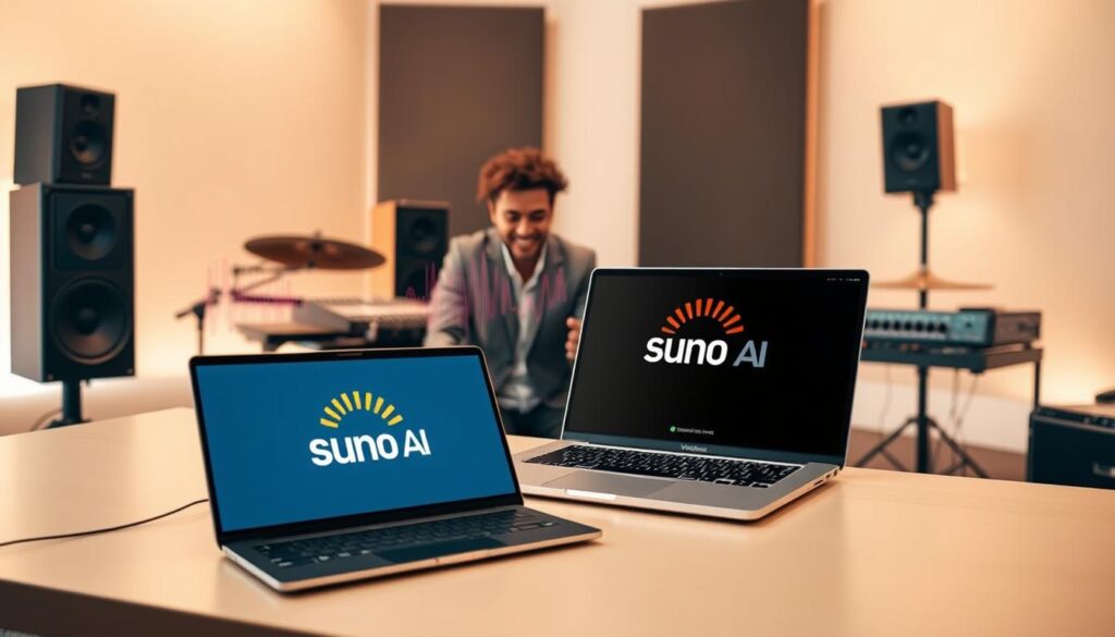 Suno AI Text-to-Music Plattform für realistische KI-Gesang Generierung