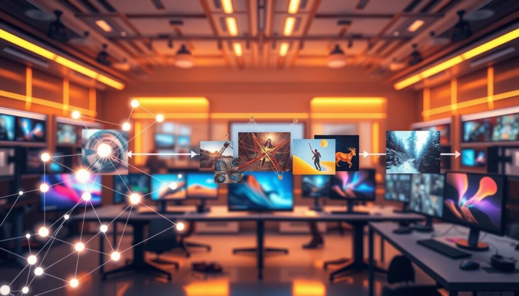 Text zu Bild KI Generierungsprozess Illustration