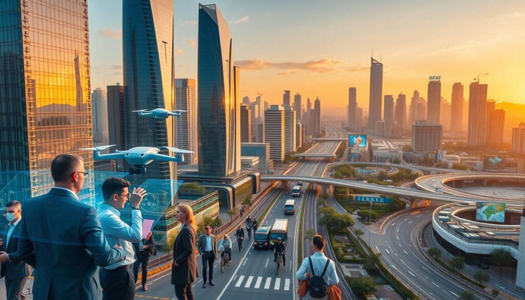 intelligente Metropole mit Smart City Technologie