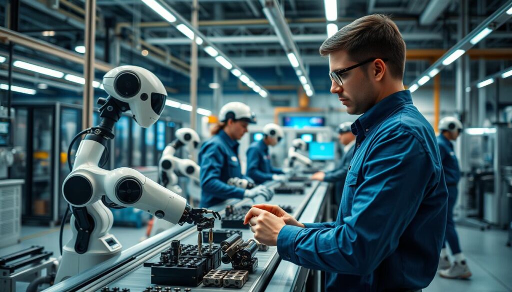 Cobots in der kollaborativen Robotik arbeiten mit Menschen zusammen