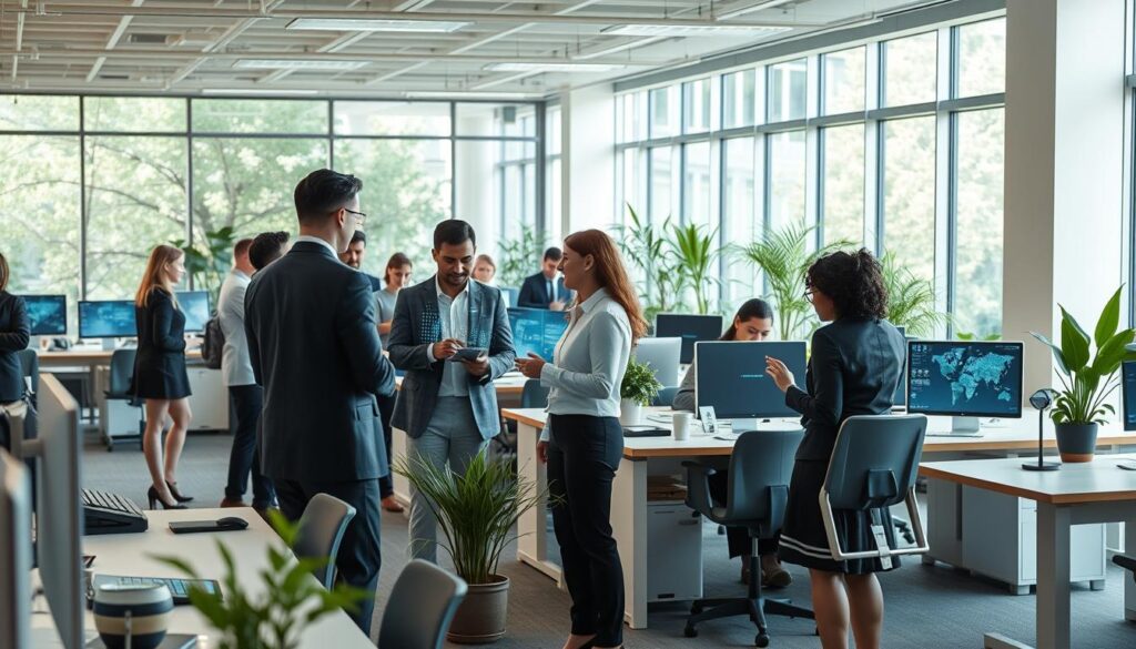 KI am Arbeitsplatz und digitale Transformation in modernem Büro