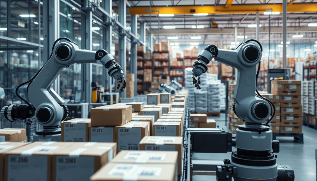 Roboter automatisieren manuelle Aufgaben wie Sortieren, Verpacken und Etikettieren