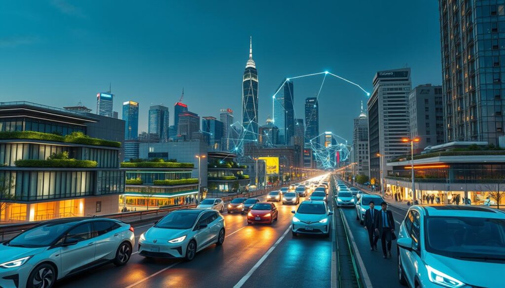 Smart City Infrastruktur und vernetzte urbane Systeme mit KI