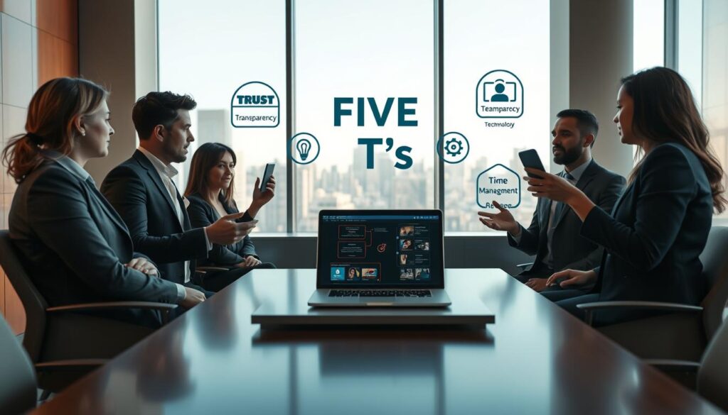Virtuelle Führung mit den fünf T's Framework