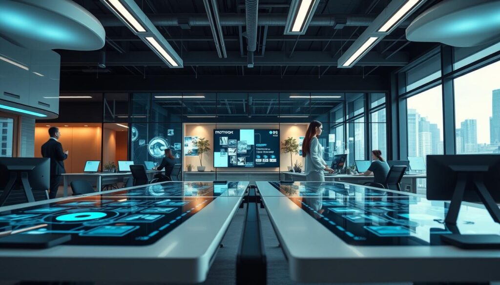 vernetzte Bürosysteme und intelligente Sensoren im modernen Arbeitsumfeld