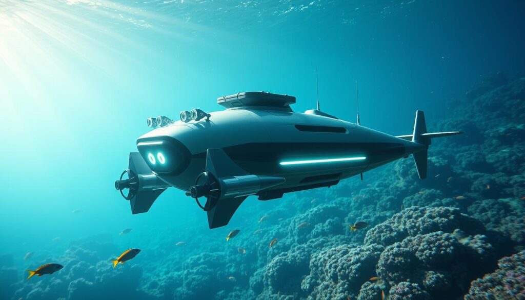 autonome Unterwasserfahrzeuge und KI Navigation Meer